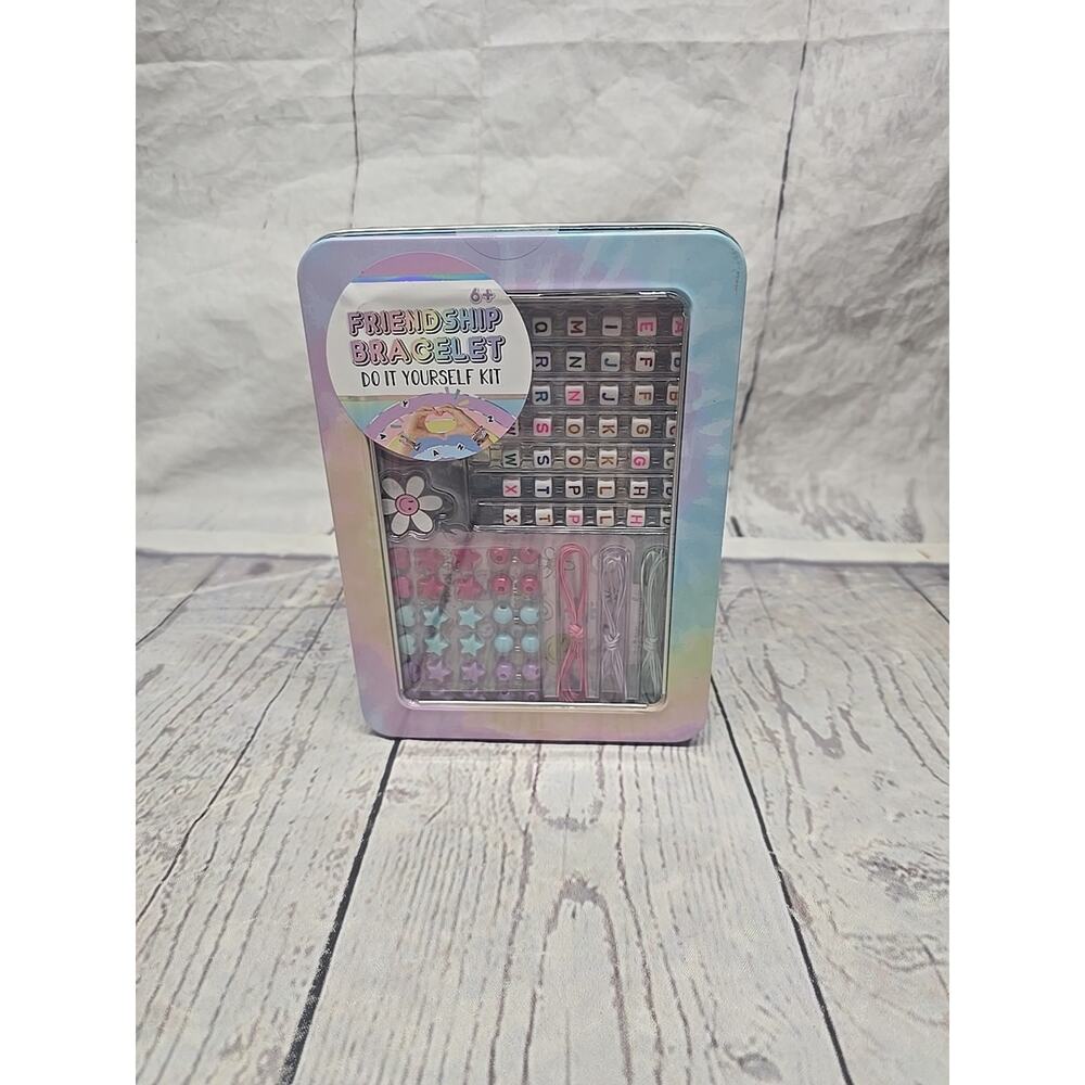 Friendship Bracelet DIY Kit w/ Alphabet‎ Beads & Strings Tin Set Ages 6+